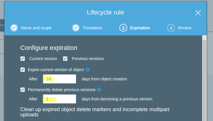 Configure the lifecycle.