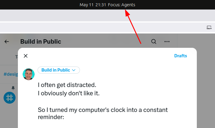 Screenshot of how it looks like when the focus is set to 'Agents'