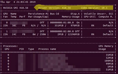 Example nvidia-smi output